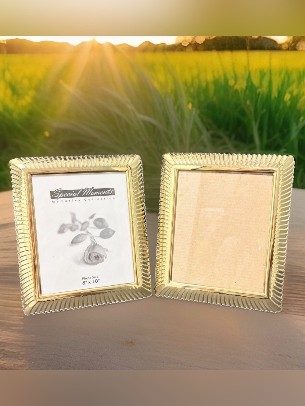 Towle Gold Ribbed Scalloped 8x10 Picture Frames Set of 2 Hollywood Regency Decor